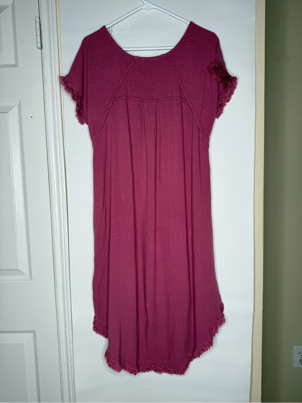 Umgee Mauve Pink High-Low Fringed Sleeve Dress - Picture 3 of 7